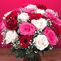 12 pcs mix roses in vase