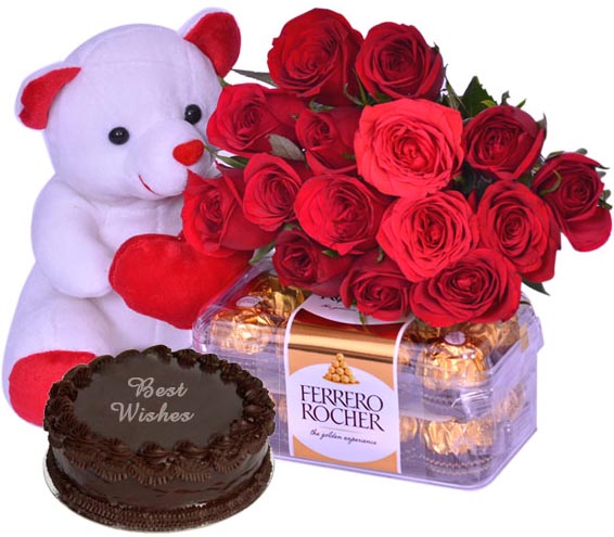 Bear W/ Cake,Chocolate,Rose