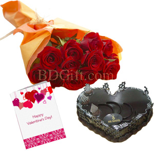 Cake W/ Flower & Valentines Card