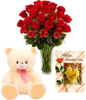 Bear W/ Rose & Valentines Card