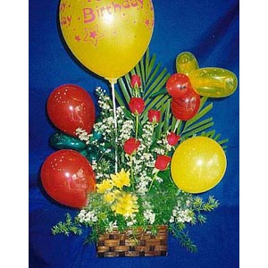 Balloons w/ Rose Basket