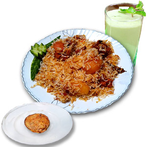 Fakruddin Kachchi Biryani W/ Zali Kabab & Borhani (Half plate)