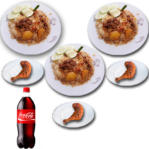 (03) Star Kachchi Biryani w/Chicken Roast & Coca Cola - 3 Person (Half plate)