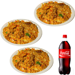(08) Star Chicken Biryani W/ Coca Cola  - 3 Person (Half plate)
