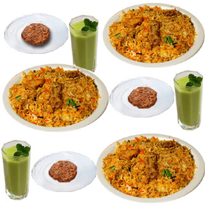 (12) Star Chicken Biryani,Kabab & Borhani - 3 Person (Half Plate)