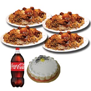 Kachchi Biryani W/ Cake and Coke-4 Person(Full plate)