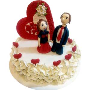 (33) 2 Pounds Anniversary Fondant Cake