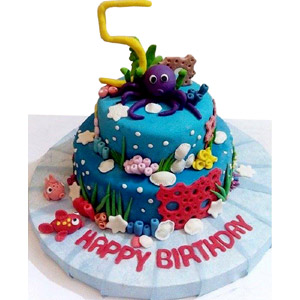 (66) 6 Pounds Mermaid Thim Fondant Round Shape Cake