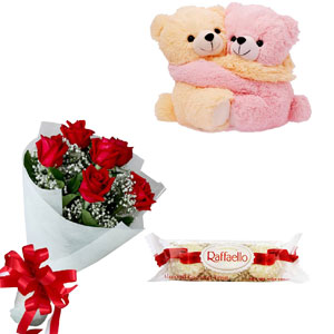 Flower W/ Chocolate & Teddy Bear