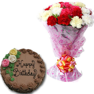 (52) Yummy Yummy - Cake W/ 12 Carnations