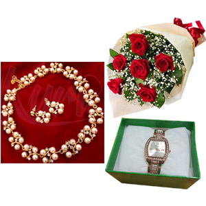 (11) Necklace W/ Watch & Roses