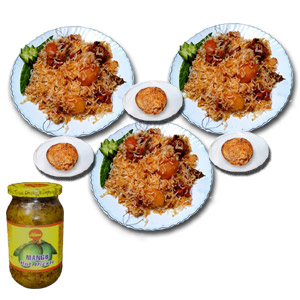 (06)Fakruddin Kachchi Biryani W/ Zali Kabab & Ruchi Mango Pickle.