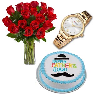  Cake W/ Watch & Red roses
