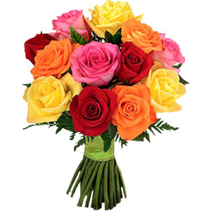 (09) 1 dozen mix roses in bouquet
