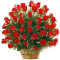 (31) 4 dozen red roses in a basket