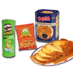 (01) Danish Assorted Biscuits W/ Prince Cake, Ruchi Chanachur & Pringles Sour cream Chips