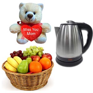   Fruit basket W/ teddy bear & Kettle