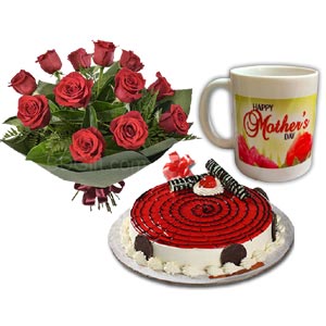  Red Rose W/ Cake & Mother's Day Mug