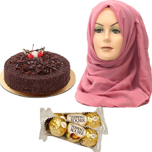 (001) Scarf with cake & chocolates
