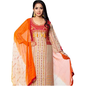 (19) Cotton Salwar Kamiz W/ Georgette Orna