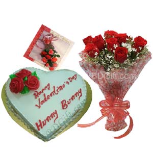 (00001) Cake with Red Roses and Card