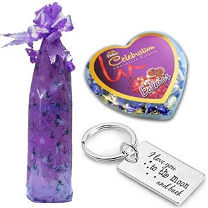  Chocolate W/ Personalized Key Ring & Message in Bottle