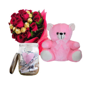 Roses W/ Teddy Bear