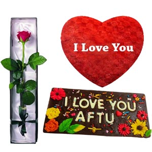 (10) Pillow W/ Personalized chocolate & Red rose